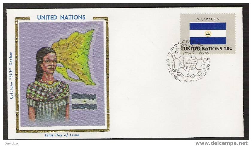 S897.-.U.N. / O.N.U - SILK COVER-  NICARAGUA  // NICARAGUA  FLAG- BEAUTIFUL COVER. - Buste