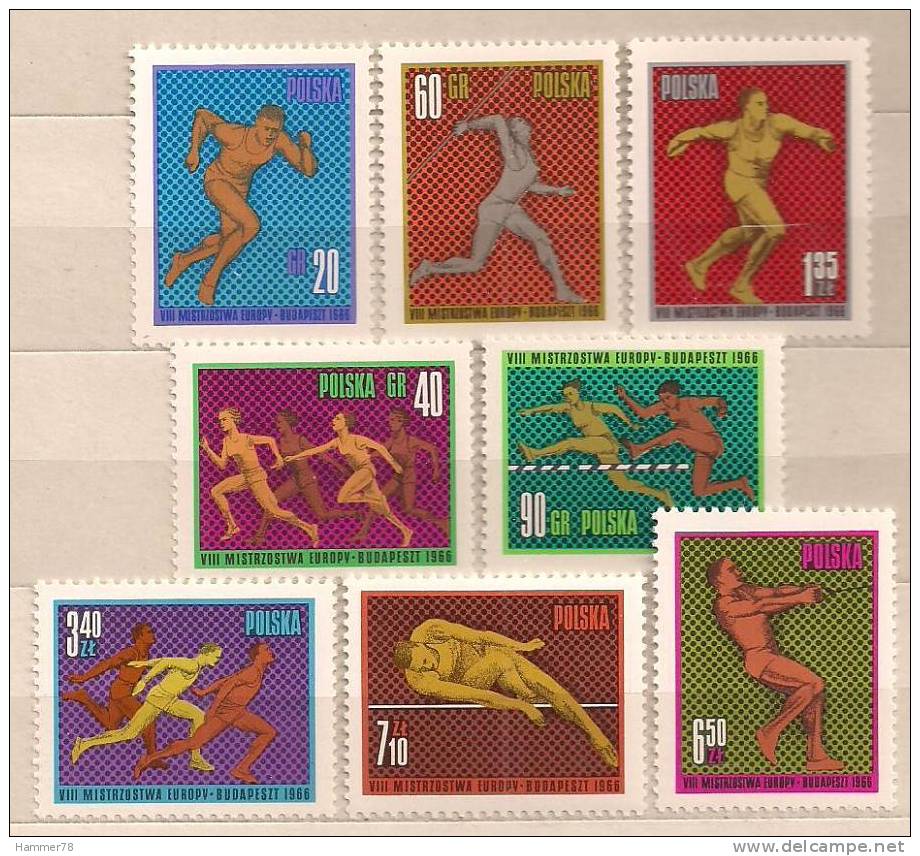 POLAND 1966 8th EUROPEAN ATHLETIC CHAMPIONSHIPS In BUDAPEST Set MNH - Nuevos