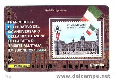 ITALIA**  TESSERA FILATELICA 2004  TRIESTE ALL´ITALIA.  (NOVITA´ ITALIANA) - Philatelic Cards