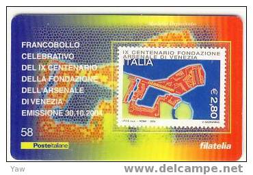 ITALIA**  TESSERA FILATELICA 2004  ARSENALE DI VENEZIA.  (NOVITA´ ITALIANA) - Philatelic Cards