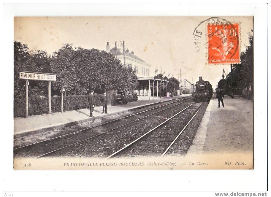 CPA----95----FRANCONVILLE   ----LE  PLESSIS-BOUCHARD-----TRAIN ---- GARE----RAILS - Franconville