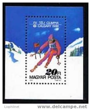 HONGRIE 1987, 1 Petit Bloc SKI, J.O. CALGARY, Neuf. R319 - Patinage Artistique