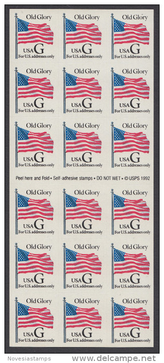 !a! USA Sc# 2887a MNH BOOKLET(18) - G And Flag - 3. 1981-...