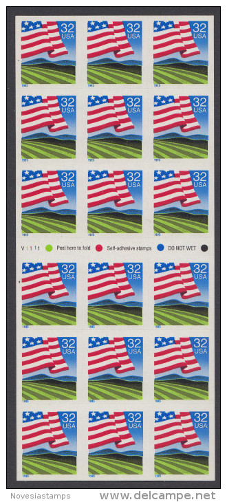 !a! USA Sc# 2919a MNH BOOKLET(18) - Flag Over Field - 3. 1981-...
