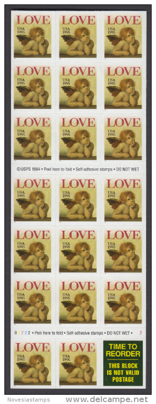 !a! USA Sc# 2949a MNH BOOKLET(20) - Love: Cherub - 1981-...