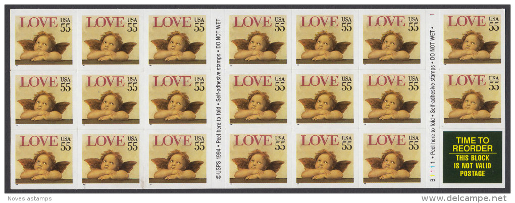!a! USA Sc# 2960a MNH BOOKLET(20) - Love: Cherub - 1981-...