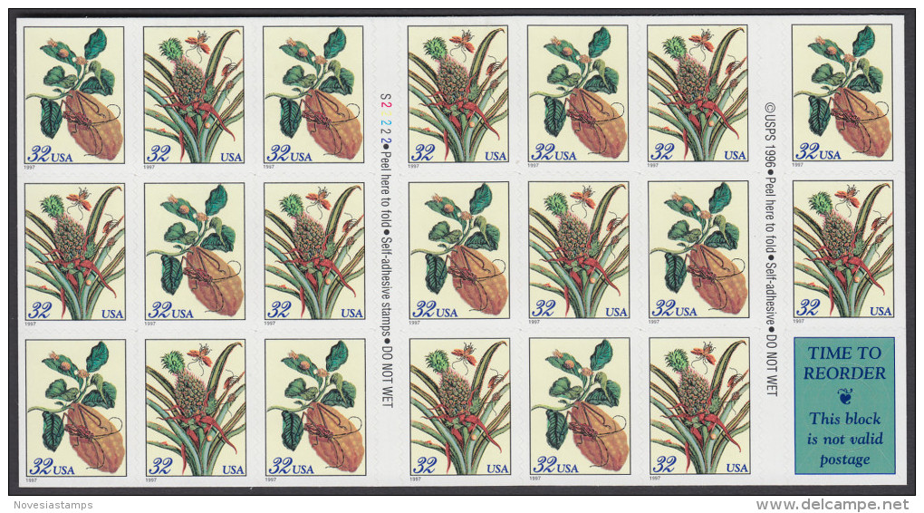 !a! USA Sc# 3127a MNH BOOKLET(20) - Merian Botanical Prints - 3. 1981-...