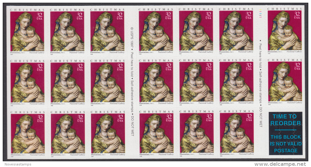 !a! USA Sc# 3244a MNH BOOKLET(20) - Madonna And Child - 1981-...