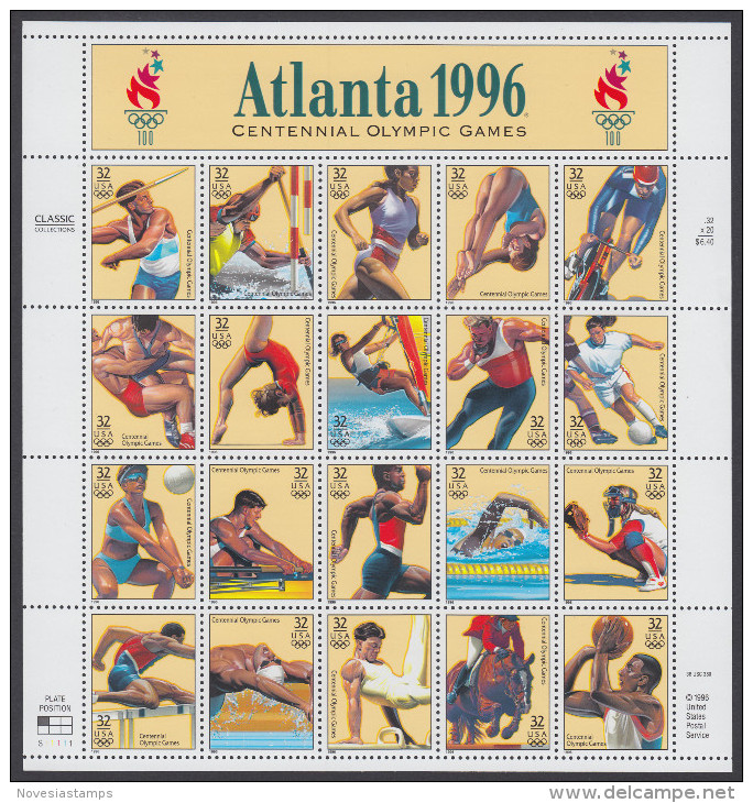 !a! USA Sc# 3068 MNH SHEET(20) (a01) - Summer Olympic Games - Feuilles Complètes