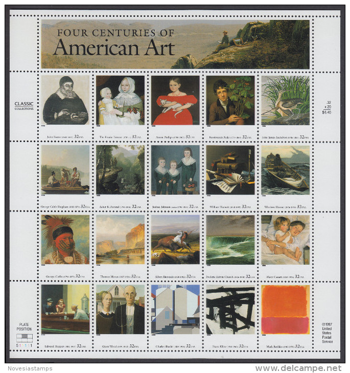 !a! USA Sc# 3236 MNH SHEET(20) - American Art - Feuilles Complètes