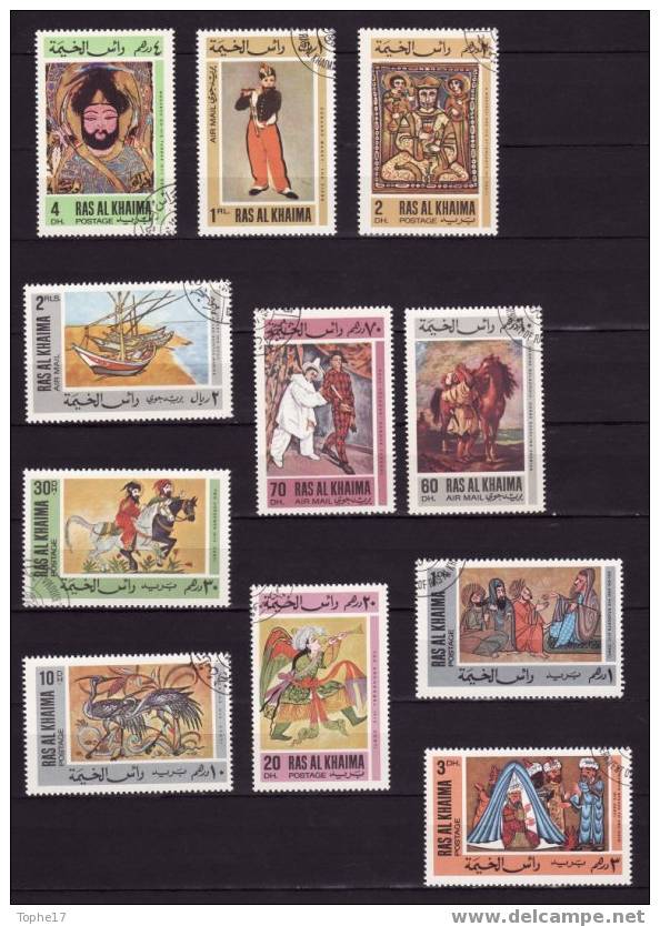 Ras Al Kaima Oblitéré Lot De 11 Timbres - Manama