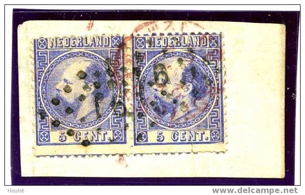 Niederlande Mi. N° 7 I; Paar Auf Briefstück Mit Rotem Zweikreis  Und Schwarze M Rautenstempe  Michel 64 Euro ++++l - Andere & Zonder Classificatie