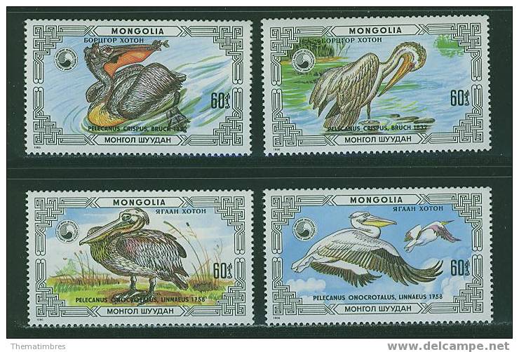K0025 Pelican  1481 à 1484 Mongolie 1986 Neuf ** - Pelicans