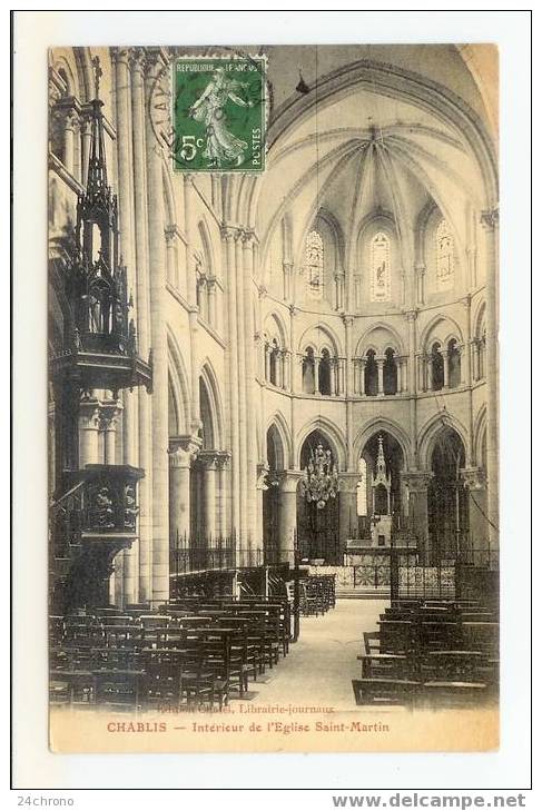 Chablis: Intérieur De L' Eglise Saint Martin (07-1942) - Chablis