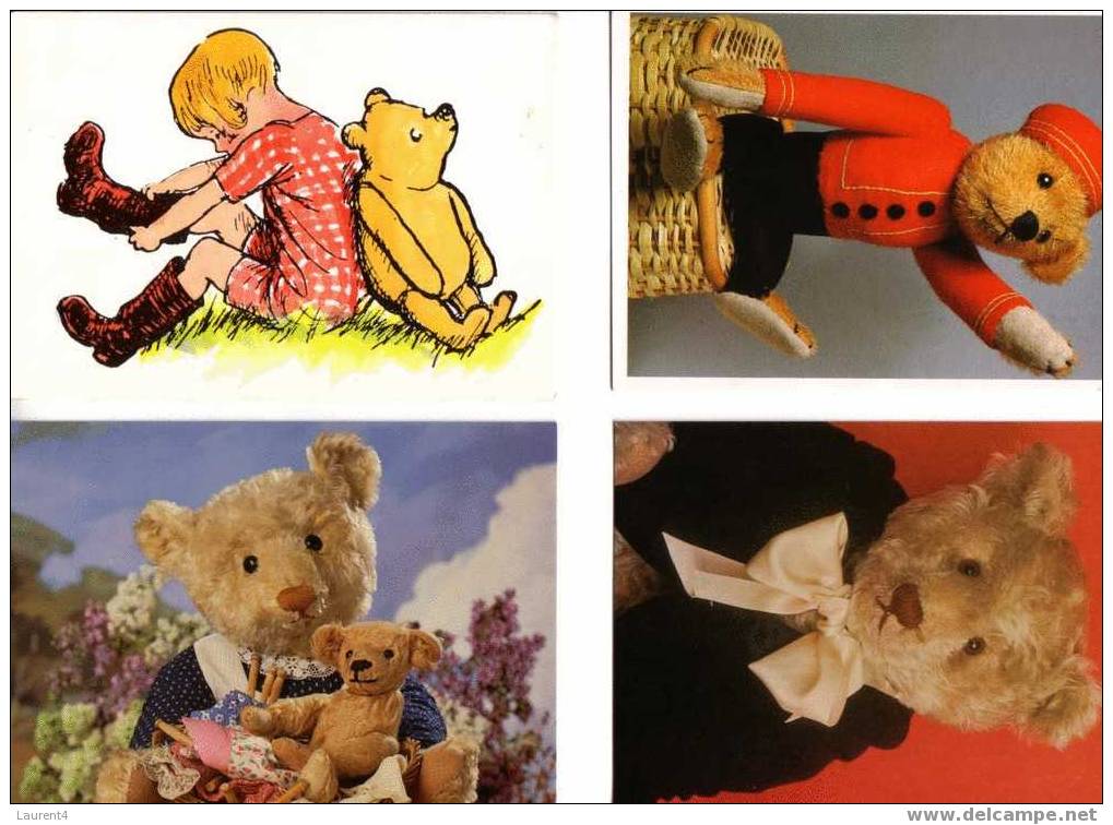 4 Carte D´ours En Peluche / 4 Teddy Bears Postcard - Jeux Et Jouets