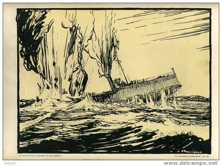 - LE SOUS-MARIN SALPA TORPILLE LE MAGNET . GRAVURE 1914/18 . - Boats