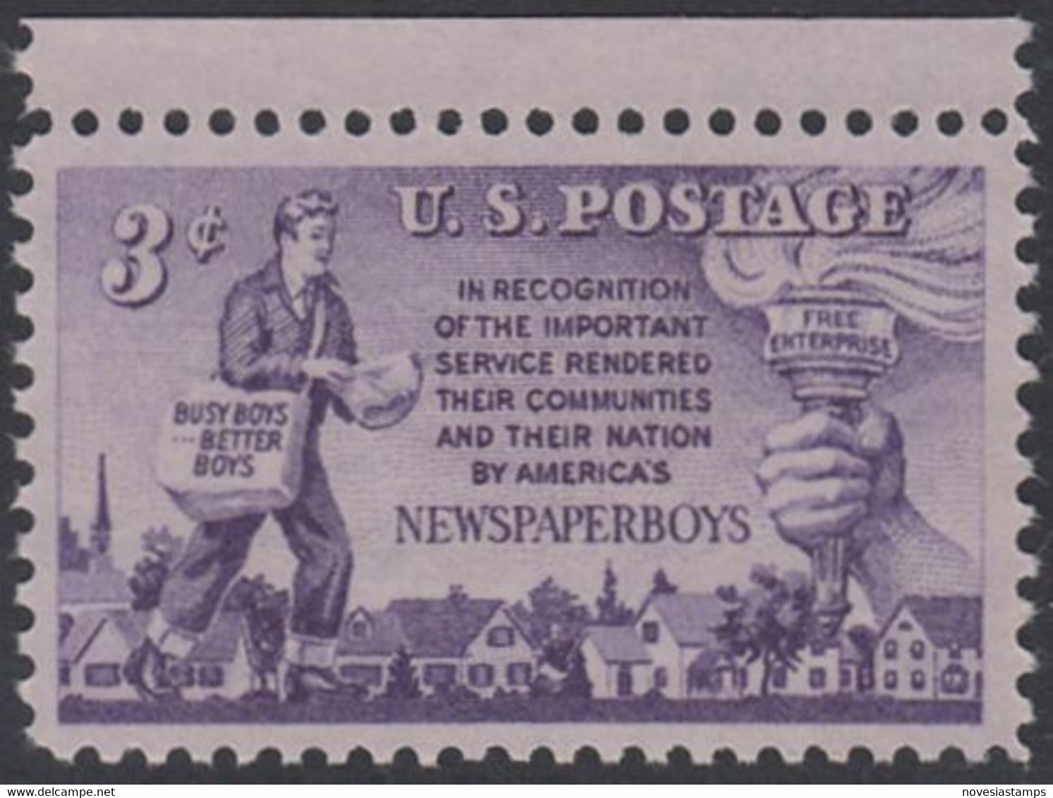 !a! USA Sc# 1015 MNH SINGLE W/ Top Margin (a1) - Newspaper Boys - Unused Stamps