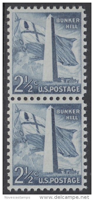 !a! USA Sc# 1034 MNH Vert.PAIR - Bunker Hill - Ongebruikt