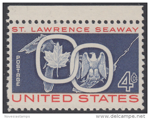 !a! USA Sc# 1131 MNH SINGLE W/ Top Margin - St. Lawrence Seaway - Unused Stamps
