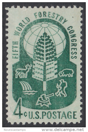 !a! USA Sc# 1156 MNH SINGLE (Gum Slightly Damaged) - World Forestry - Unused Stamps