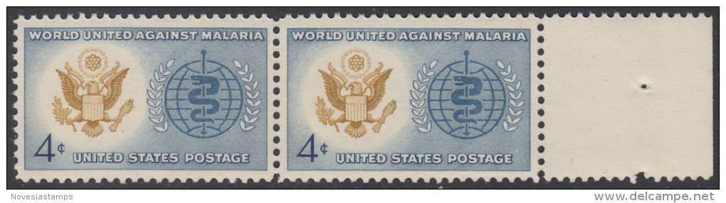 !a! USA Sc# 1194 MNH Horiz.PAIR W/ Right Margin - Malaris Eradication - Unused Stamps
