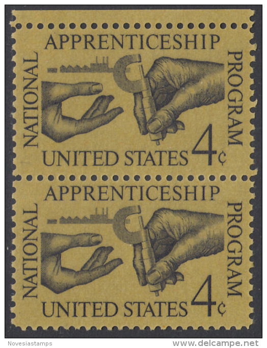 !a! USA Sc# 1201 MNH Vert.PAIR W/ Top Margin - Apprenticeship - Unused Stamps