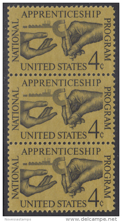 !a! USA Sc# 1201 MNH Vert.STRIP(3) - Apprenticeship - Neufs