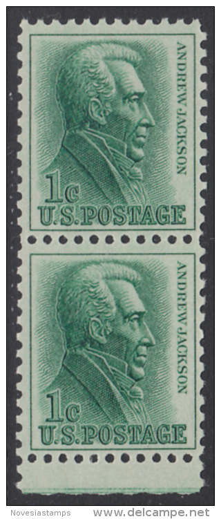 !a! USA Sc# 1209 MNH Vert.PAIR W/ Bottom Margin - Andrew Jackson - Unused Stamps