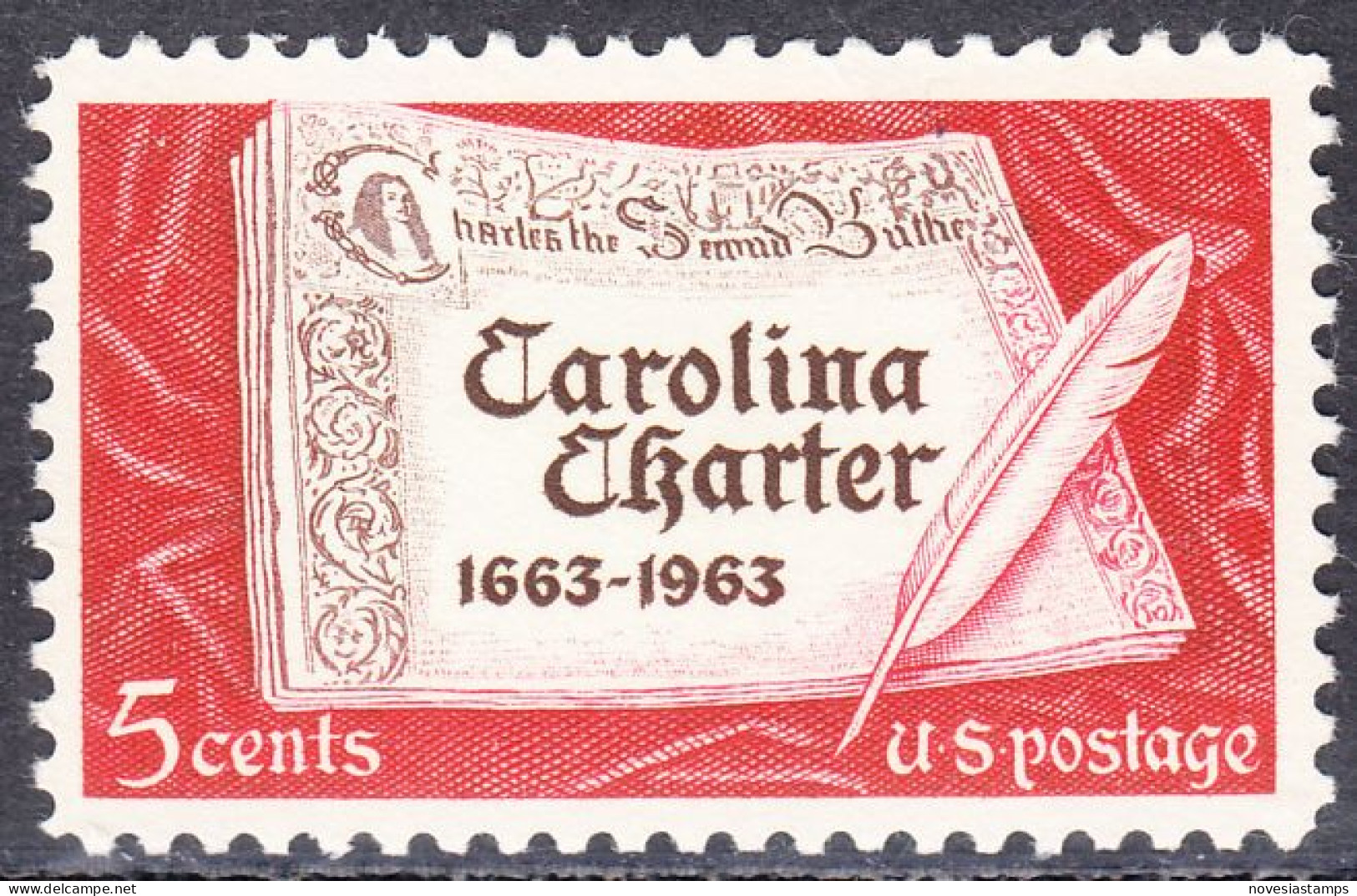 !a! USA Sc# 1230 MNH SINGLE (a1) - Carolina Charter - Unused Stamps