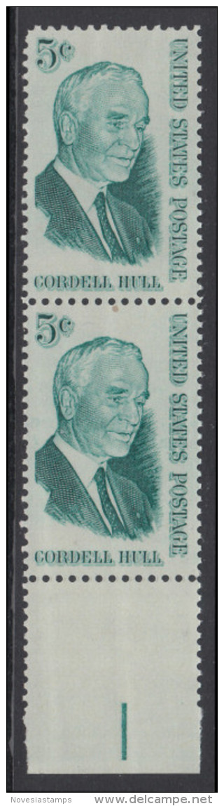 !a! USA Sc# 1235 MNH Vert.PAIR W/ Bottom Margin - Cordell Hull - Unused Stamps