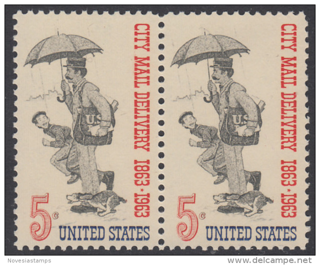 !a! USA Sc# 1238 MNH Horiz.PAIR - City Mail Delivery - Ungebraucht