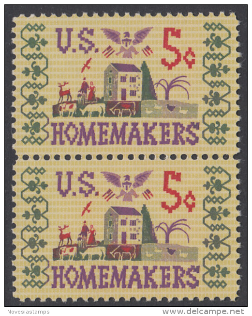 !a! USA Sc# 1253 MNH Vert.PAIR - Homemakers - Ungebraucht