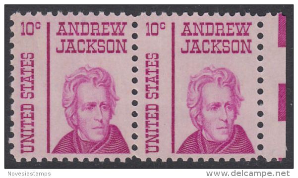 !a! USA Sc# 1286 MNH Horiz.PAIR W/ Right Margin - Andrew Jackson - Ungebraucht