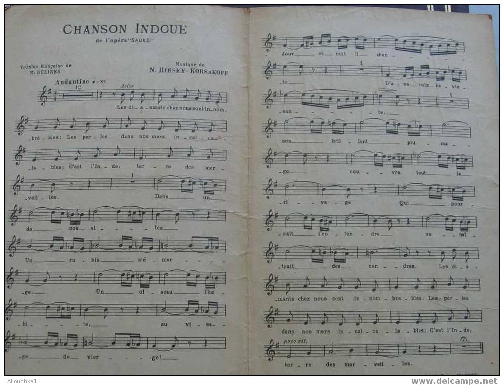 MUSIQUE /PARTITION /CHANSON HINDOUE  DELINES  OPERA SADKO 1914 - Opern
