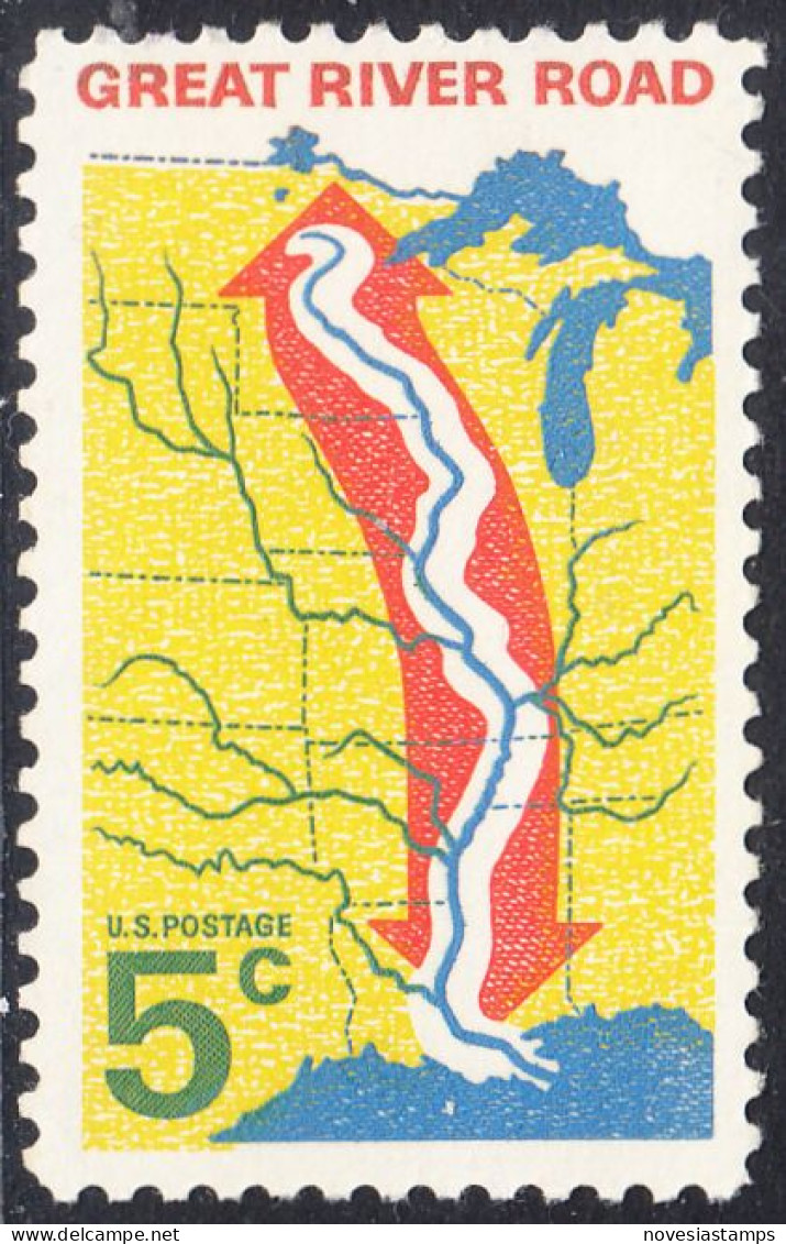 !a! USA Sc# 1319 MNH SINGLE (a1) - Great River Road - Unused Stamps