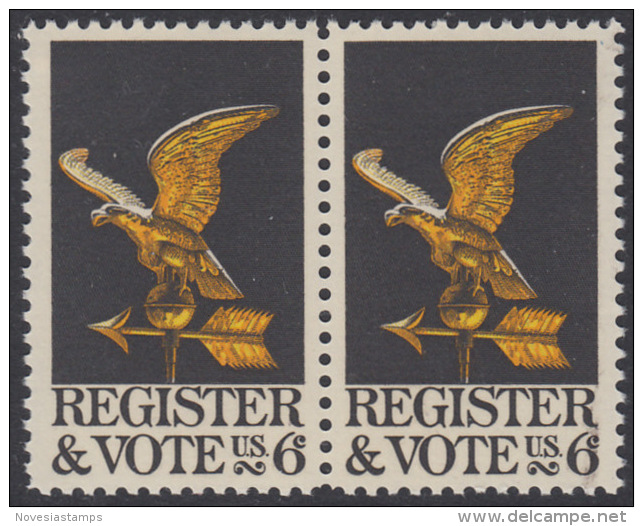 !a! USA Sc# 1344 MNH Horiz.PAIR (Gum Slightly Damaged) - Register And Vote - Unused Stamps