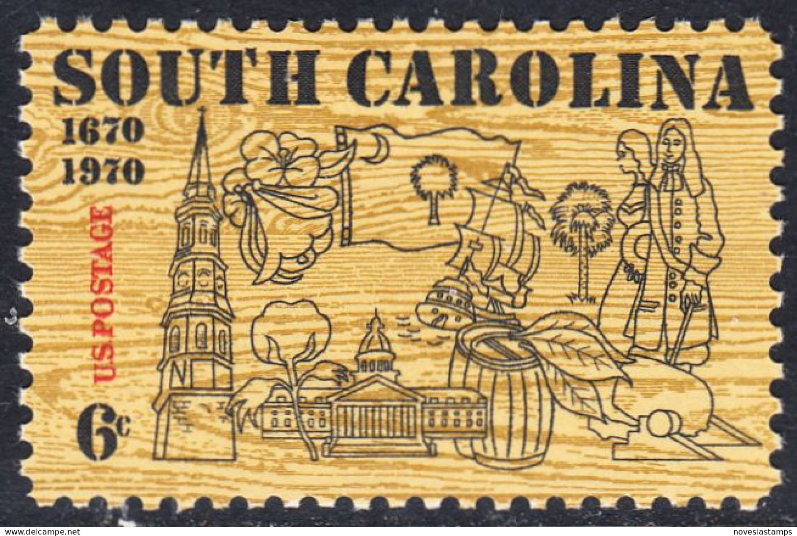 !a! USA Sc# 1407 MNH SINGLE (a1) - South Carolina - Nuovi