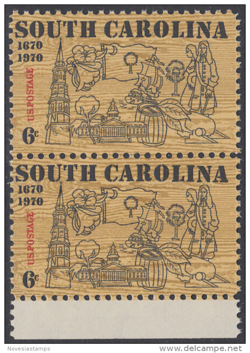 !a! USA Sc# 1407 MNH Vert.PAIR W/ Bottom Margin - South Carolina - Unused Stamps