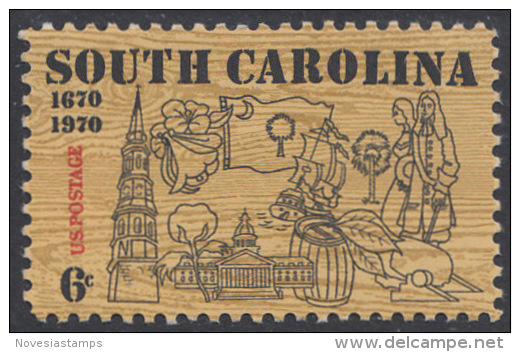 !a! USA Sc# 1407 MNH SINGLE (Gum Slightly Damaged) - South Carolina - Nuovi