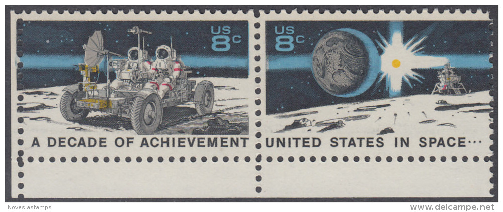 !a! USA Sc# 1434-1435 MNH Horiz.PAIR W/ Bottom Margins - Space Achievement - Nuovi