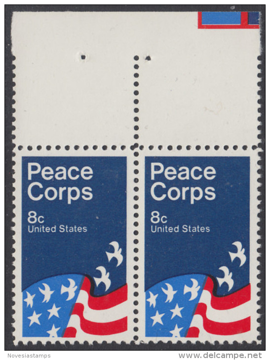 !a! USA Sc# 1447 MNH Horiz.PAIR W/ Top Margins -Peace Corps - Nuovi