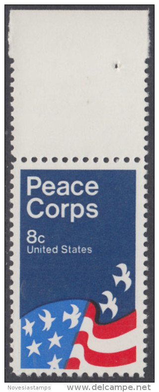 !a! USA Sc# 1447 MNH SINGLE W/ Top Margin (Gum Slightly Damaged) - Peace Corps - Unused Stamps