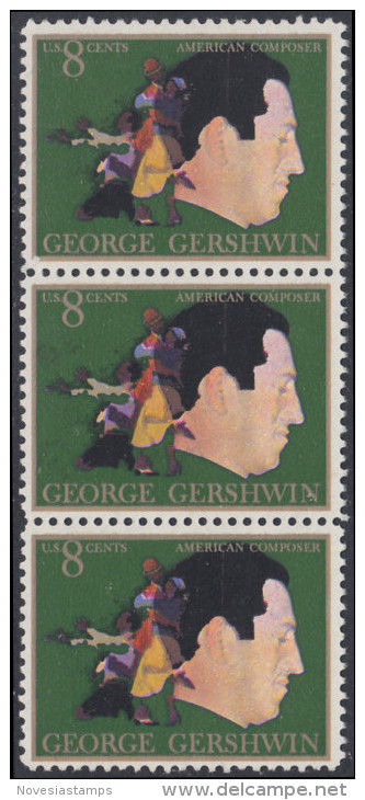 !a! USA Sc# 1484 MNH Vert.STRIP(3) - George Gershwin - Ungebraucht