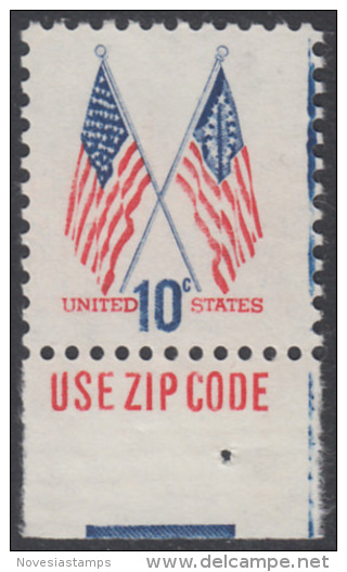 !a! USA Sc# 1509 MNH SINGLE W/ Bottom Margin & Zip (a1) - Crossed Flags - Ungebraucht