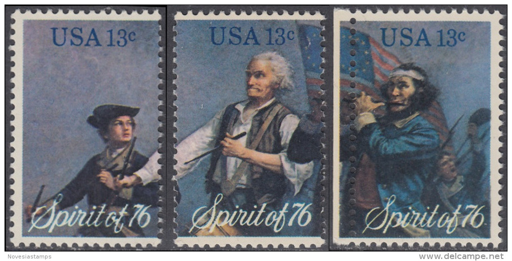 !a! USA Sc# 1629-1631 MNH Set Of 3 SINGLES - American Bicentennial - Ungebraucht