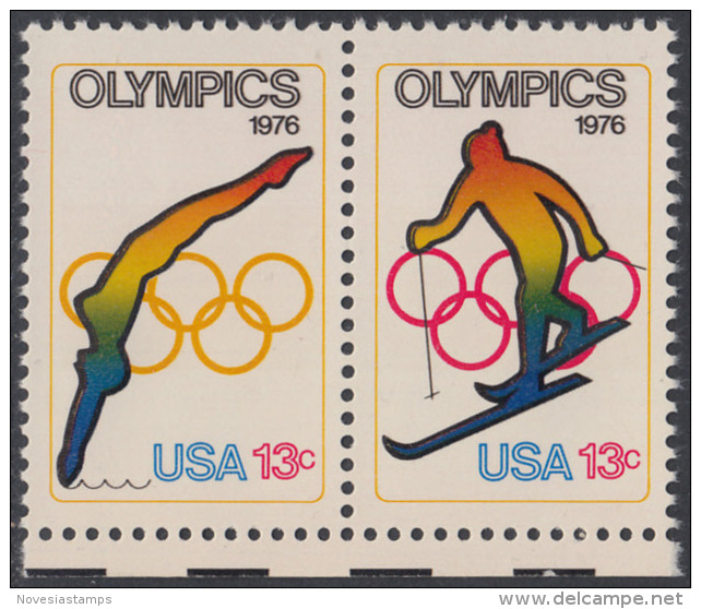 !a! USA Sc# 1695-1696 MNH Horiz.PAIR W/ Bottom Margins - Olympic Games - Neufs