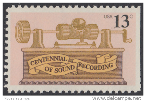 !a! USA Sc# 1705 MNH SINGLE (right Side Cut) - Sound Recording - Nuovi