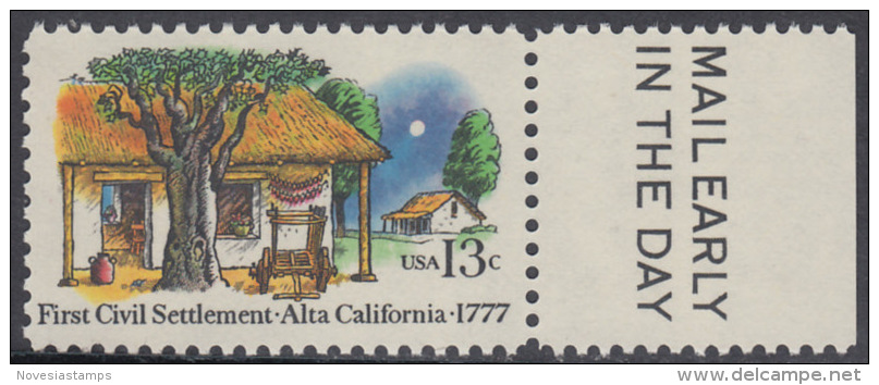 !a! USA Sc# 1725 MNH SINGLE W/ Right Margin & MailEarly - Alta California - Unused Stamps