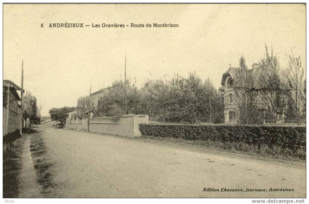 Cpa(42)  ANDREZIEUX L Les Gravieres Route De Montbrison - Andrézieux-Bouthéon