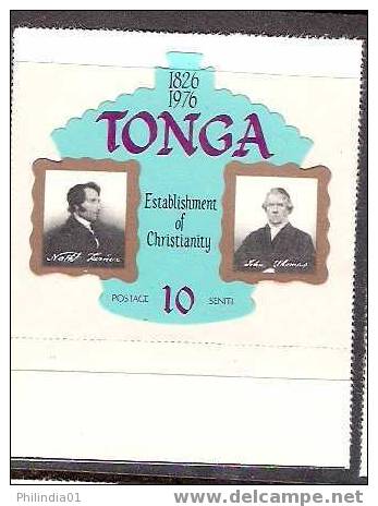 Tonga 1976 Odd Shaped, Die Cut  10s Methodist Missionaries, Christianity  MNH* * # 1524 - Tonga (1970-...)